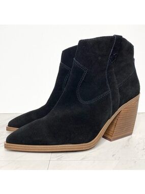New! Vince Camuto Gredile Black Suede Pointy Toe Bootie 12M